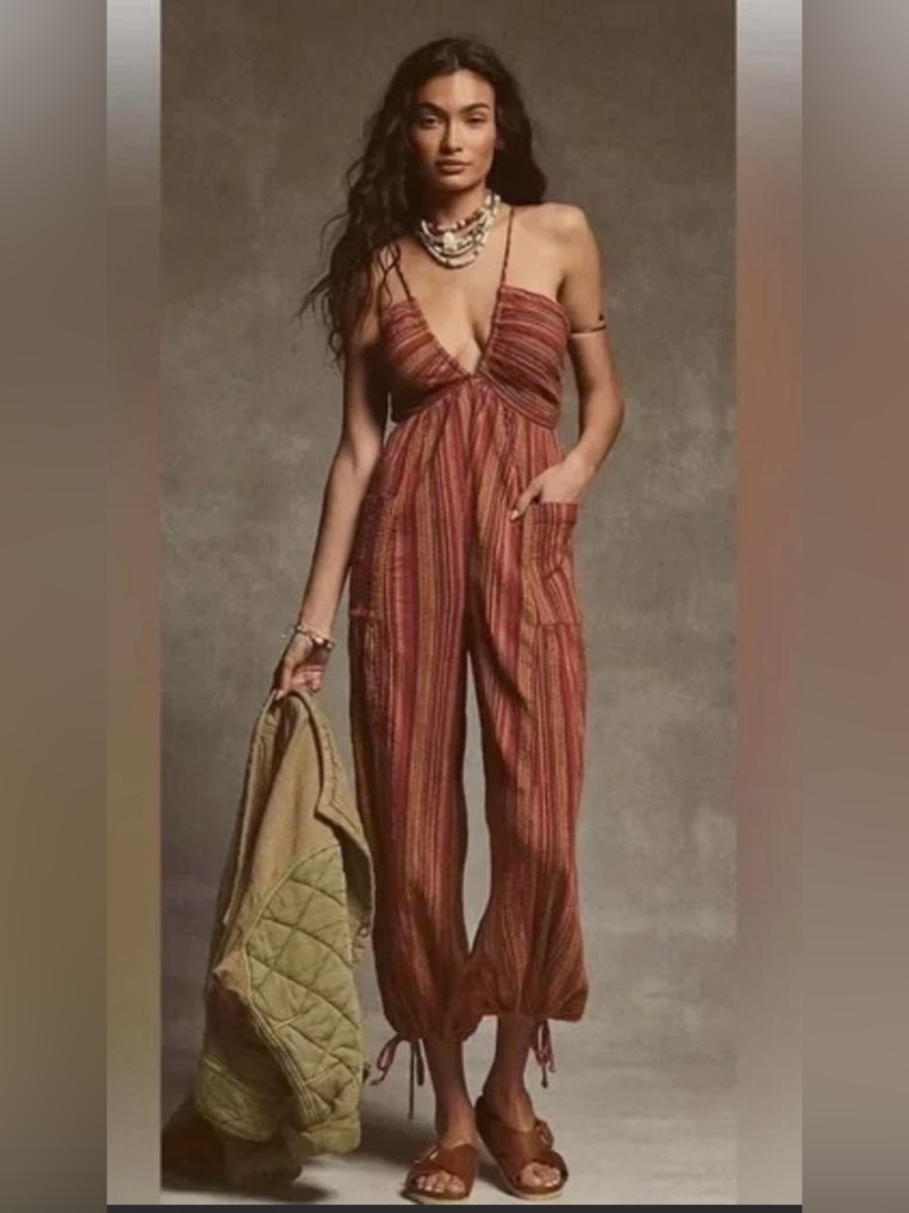 Free People Boho Sundaze For Surfin Jumpsuit in Red Clay Combo, Small